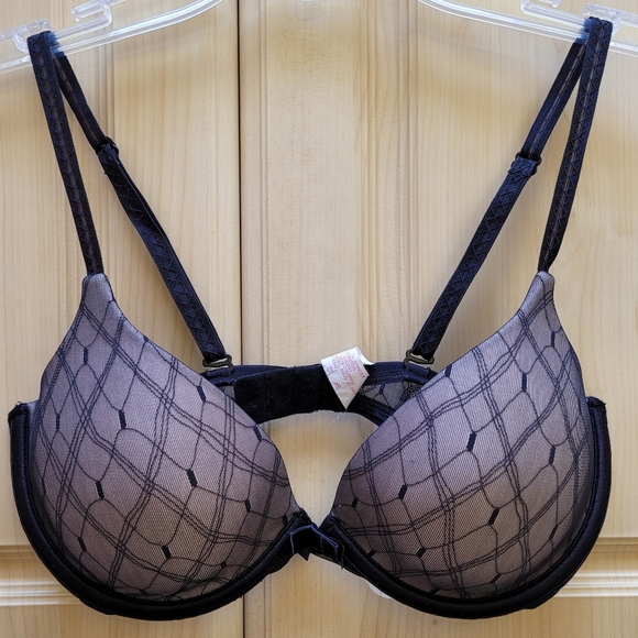 Lily of France 34C Bra Lace Convertible Regular Racerback Black Tan - Picture 2 of 5